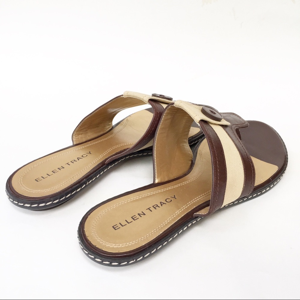 Ellen Tracy ‘Selena’ Leather Sandals w/Button 8.5M - Picture 4 of 11